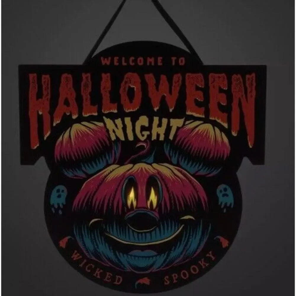 Disney ✨Mickey Mouse Halloween Jack O'Lantern Light-Up Pumpkin Door Plaque‎ sign
